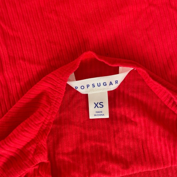 Red Ribbed Teens Crop Top - Picture 3 of 3